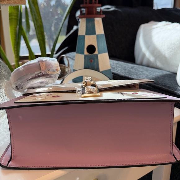 ALDO Cream and Purple Satchel with Gold Accents - Picture 14 of 15